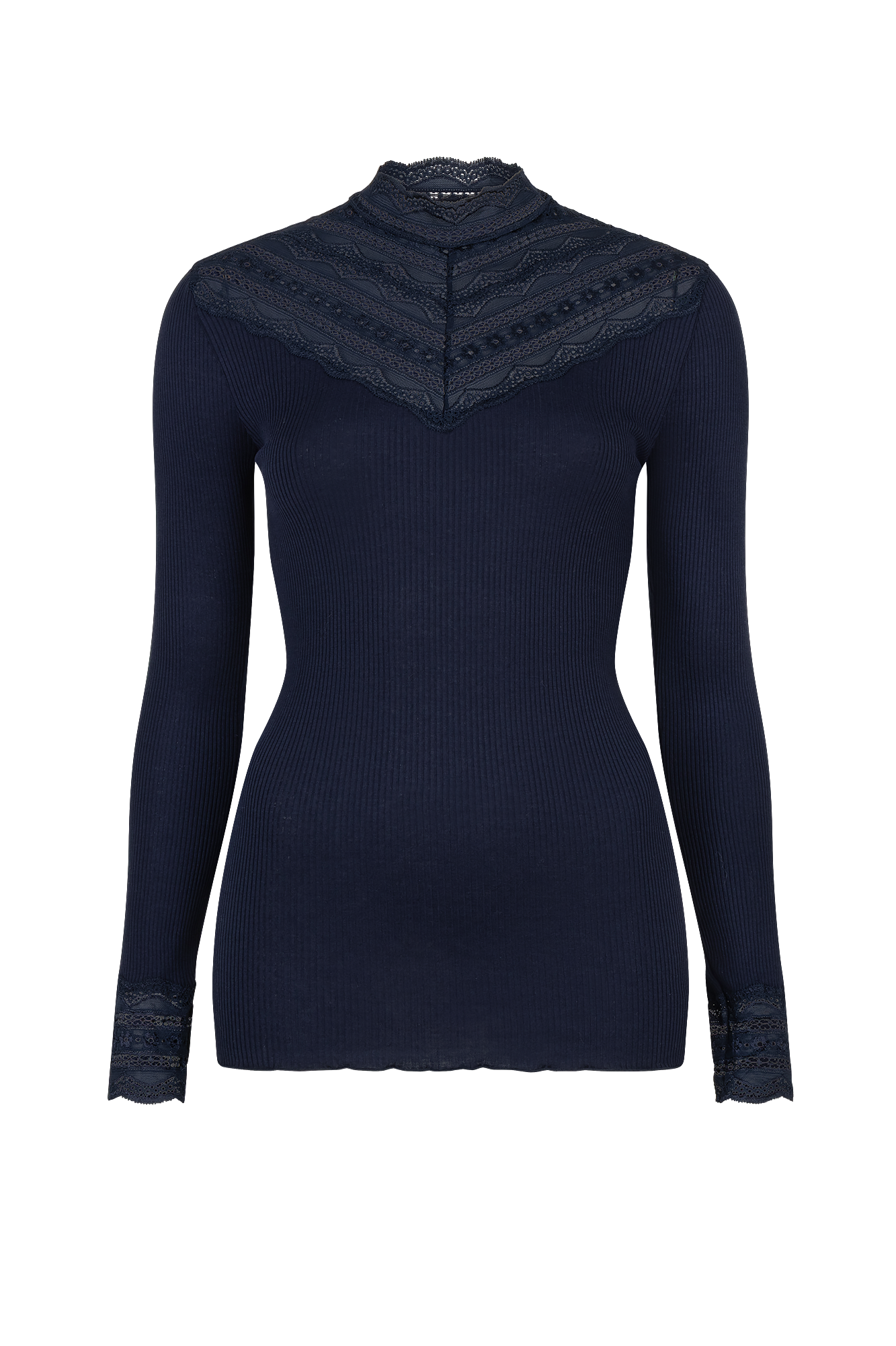 Benita Lace T-neck Marine-navy