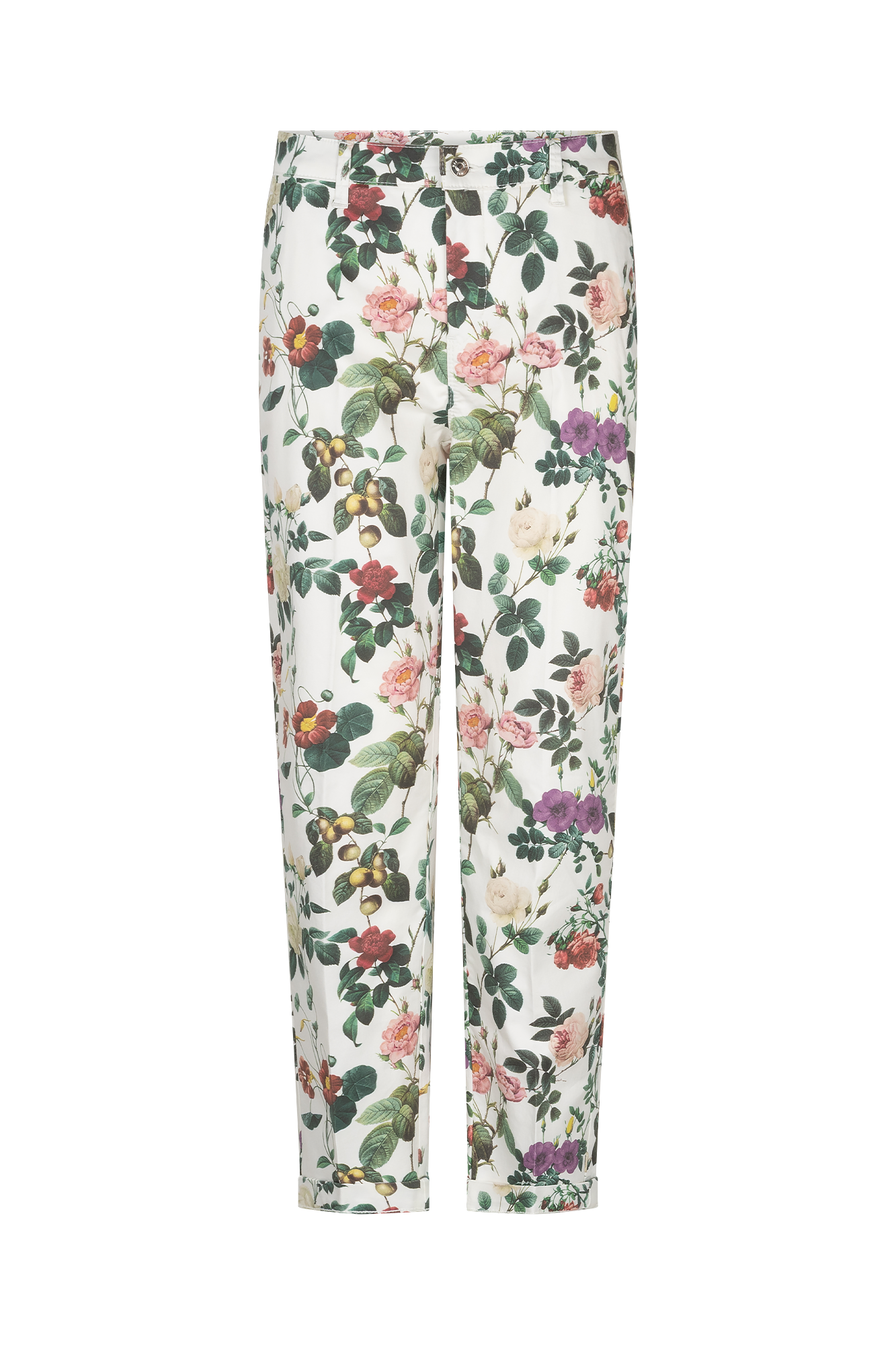 Chino Flower Broek Off-white Print