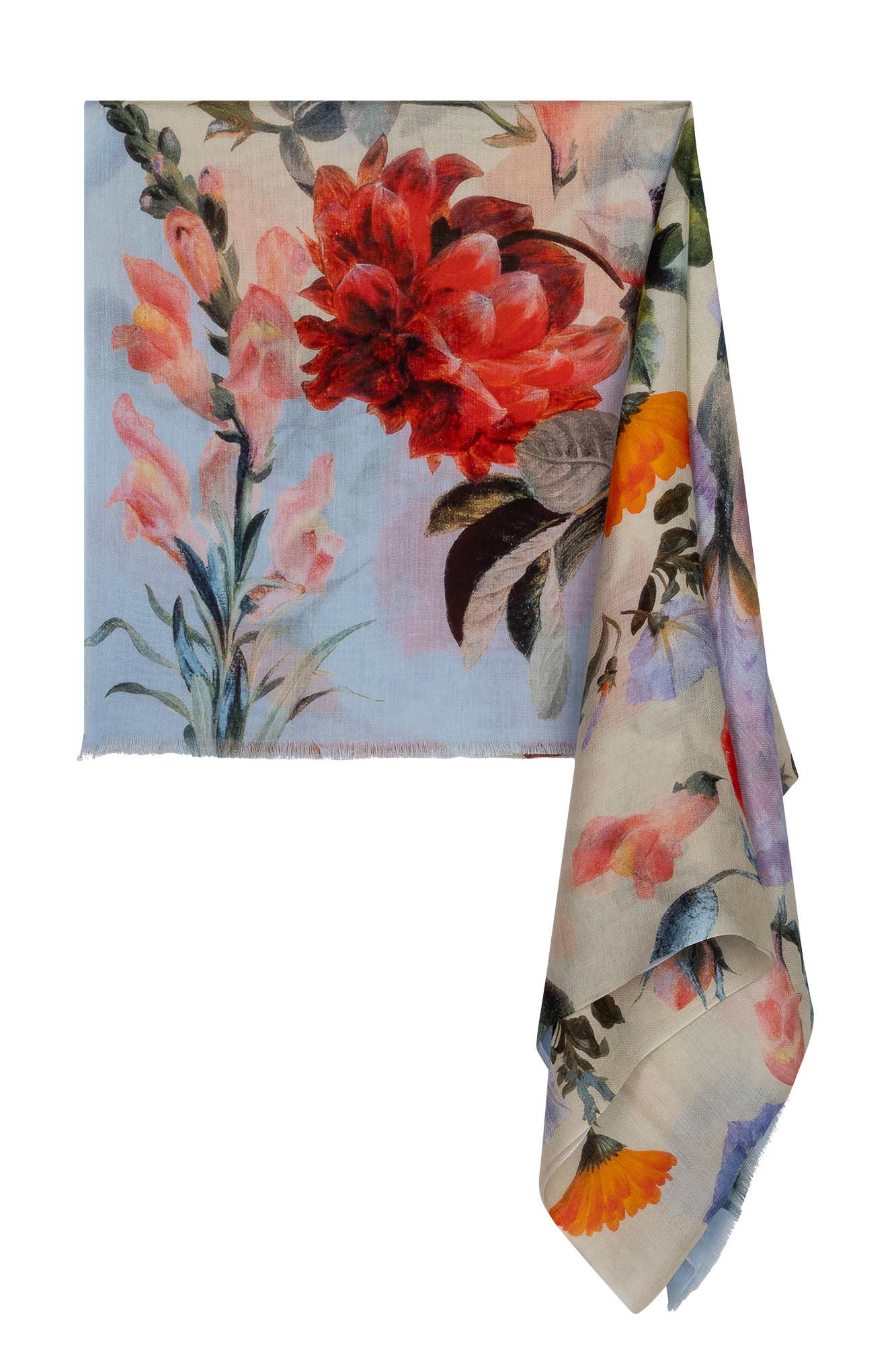 Gwen Shawl Light Blue Print