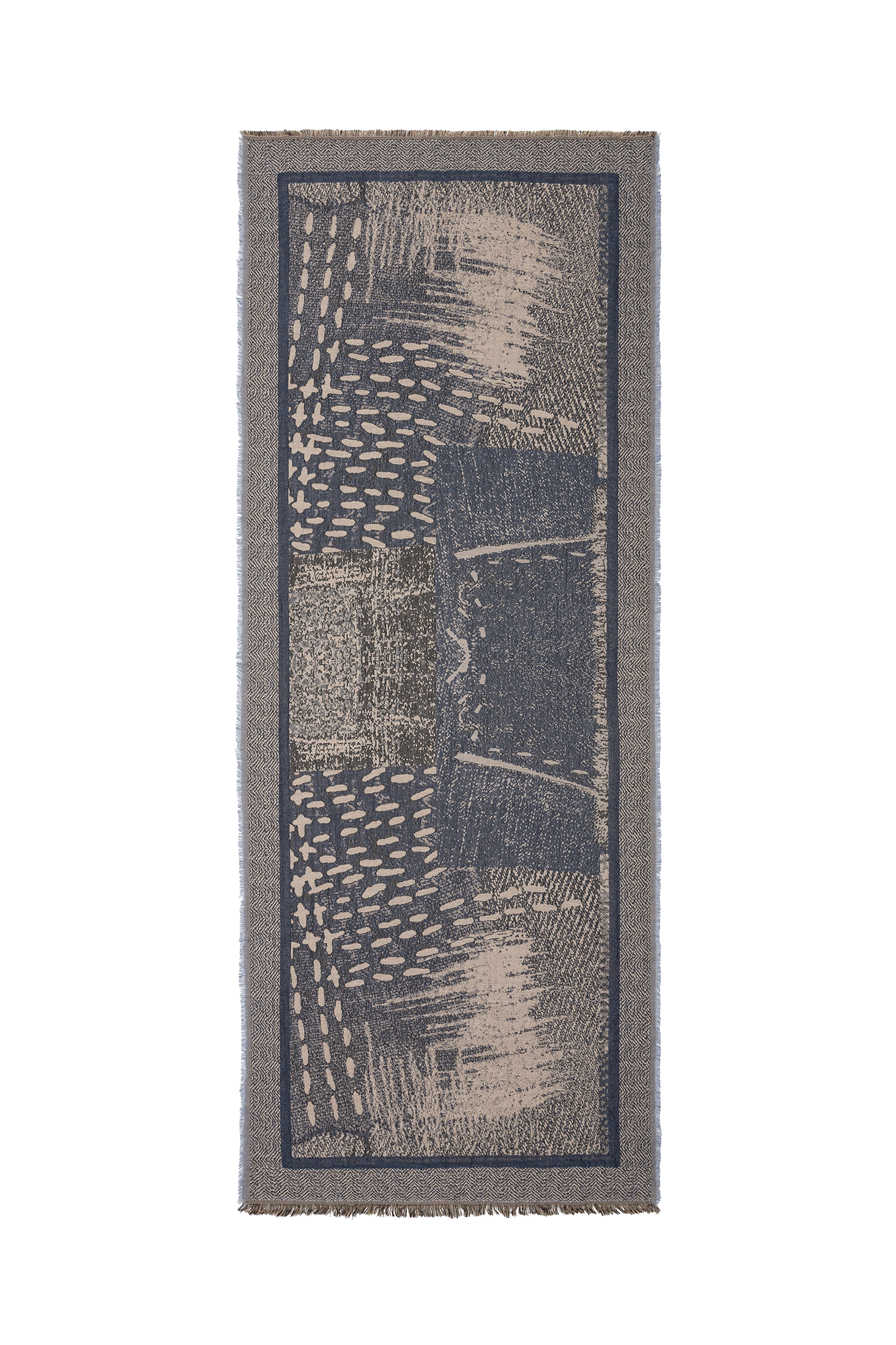 Hilke Shawl Blauw Print