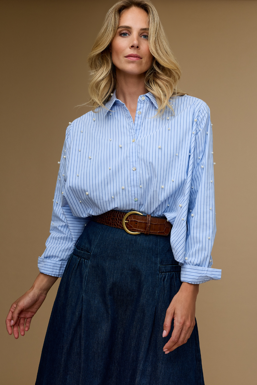 Patches Blouse Licht Blauw