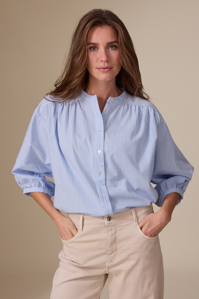 Laurie Blouse Bleu Clair Rayé